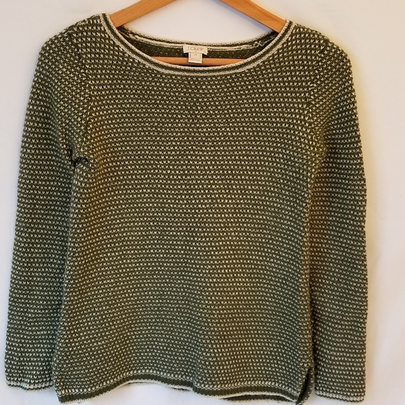 J Crew Green/White Wool Blend Sweater - XS - Picture 4 of 5